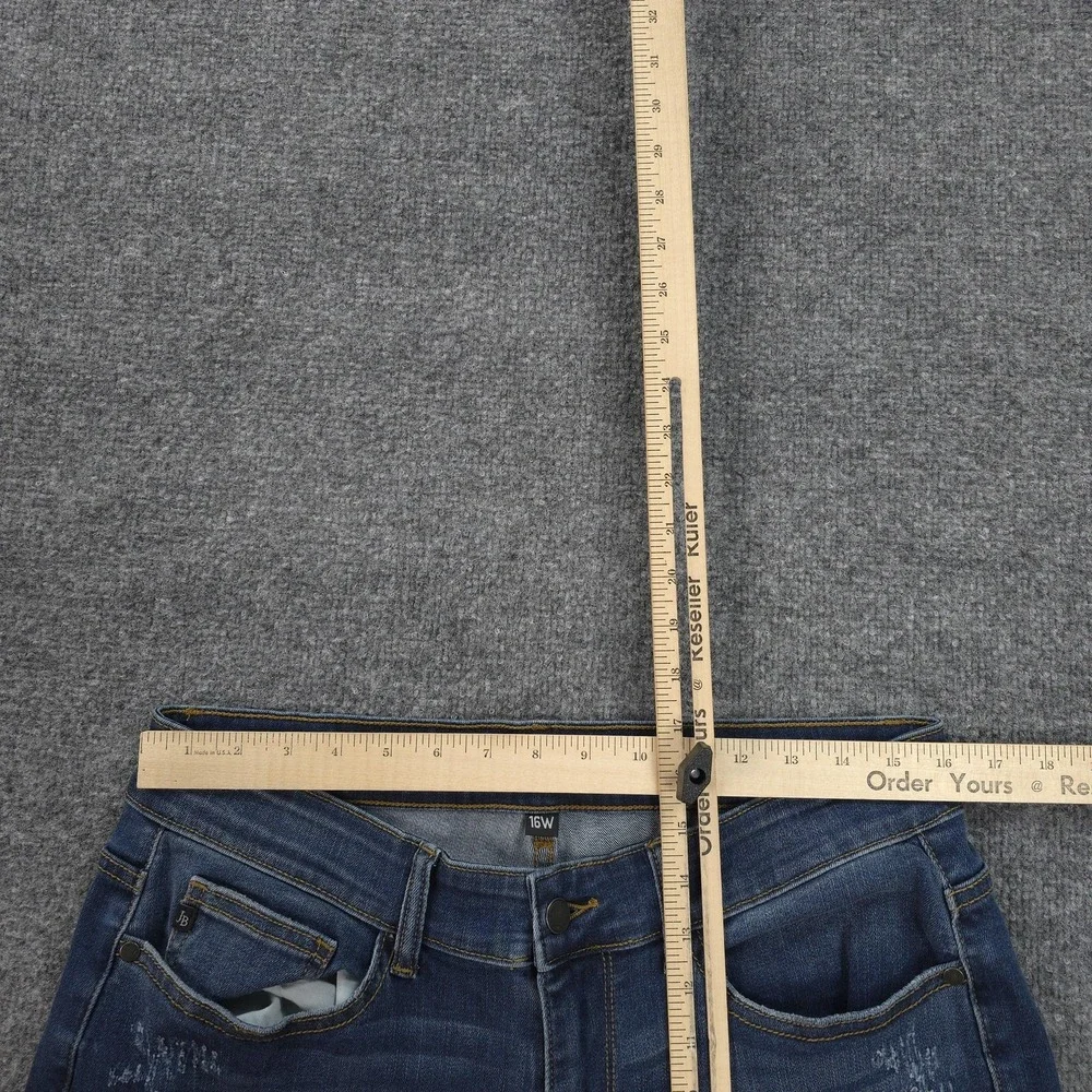 Judy Blue‎ Jeans Womens 16W Blue High Rise Skinny Distressed Denim Leopard